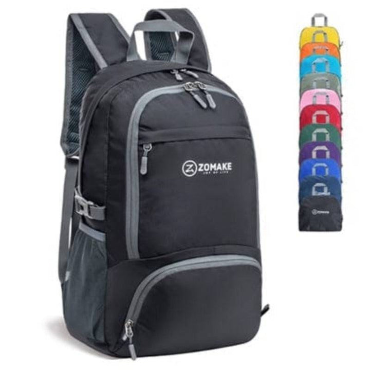 Lightweight packable backpack, water-resistant nylon daypack for travel & outdoor adventures.