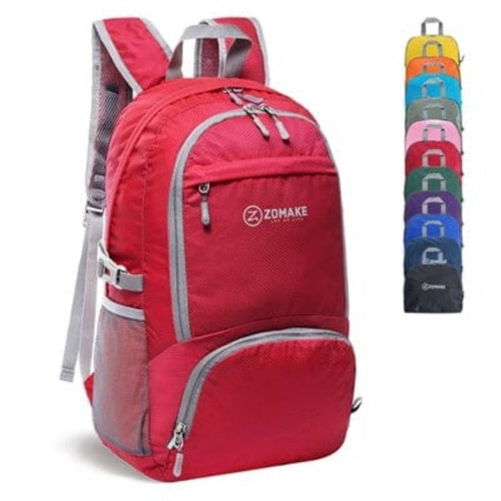 Lightweight nylon backpack in vibrant color, perfect for travel, day hikes, adventure gear.