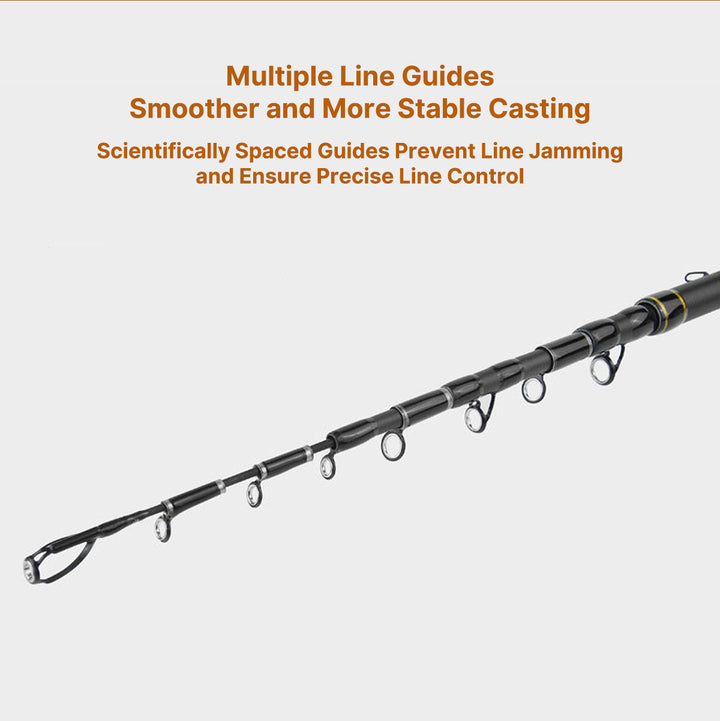 Sleek carbon fiber telescopic rod, designed for ultimate travel convenience and fishing.