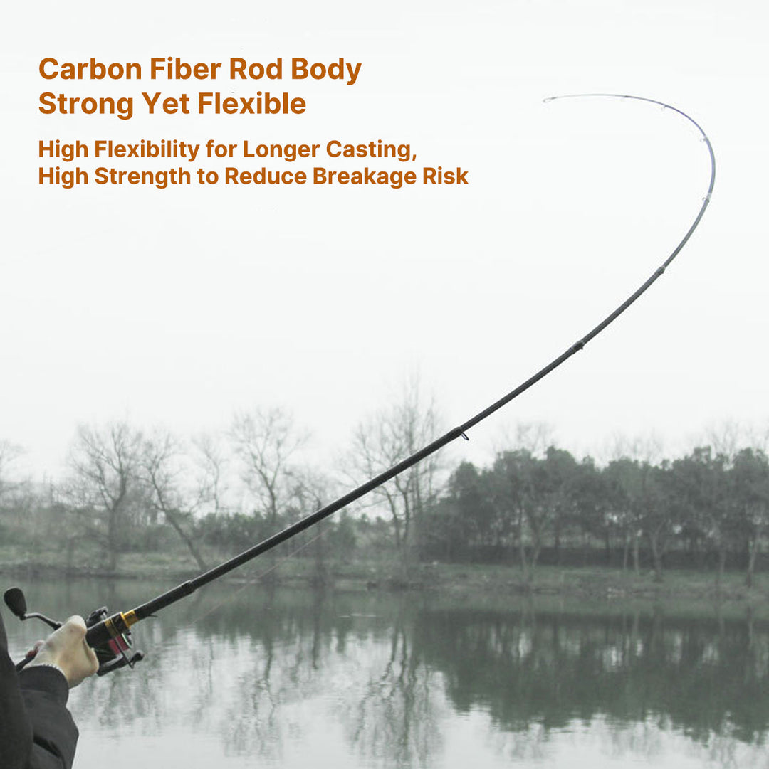 Telescopic carbon fiber fishing rod, a lightweight and efficient spinning rod for travel.