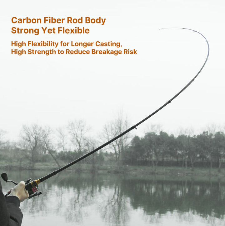 Telescopic carbon fiber fishing rod, a lightweight and efficient spinning rod for travel.
