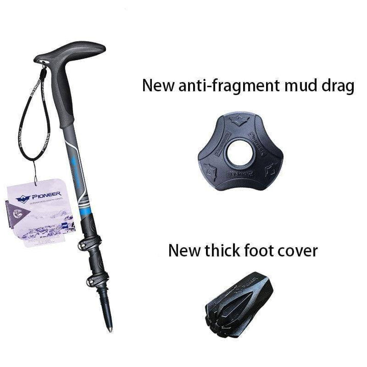 Pair of carbon fiber hiking poles extended, ready for trail use and mountain climbing