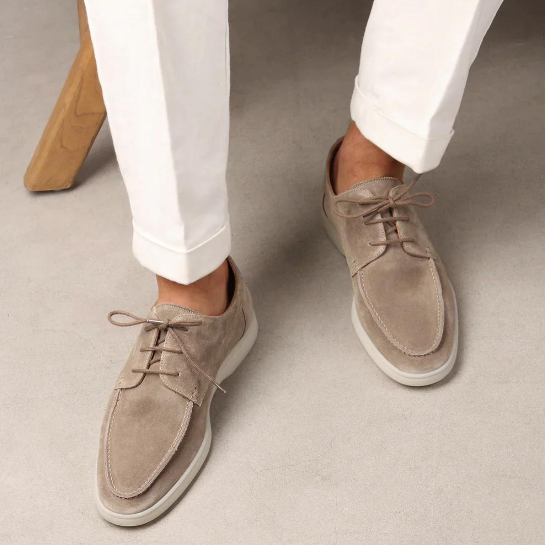 "Loafers in pelle da uomo, eleganti con lacci, stile classico, colori nero-marrone-blu, adatti per occasioni formali e casual