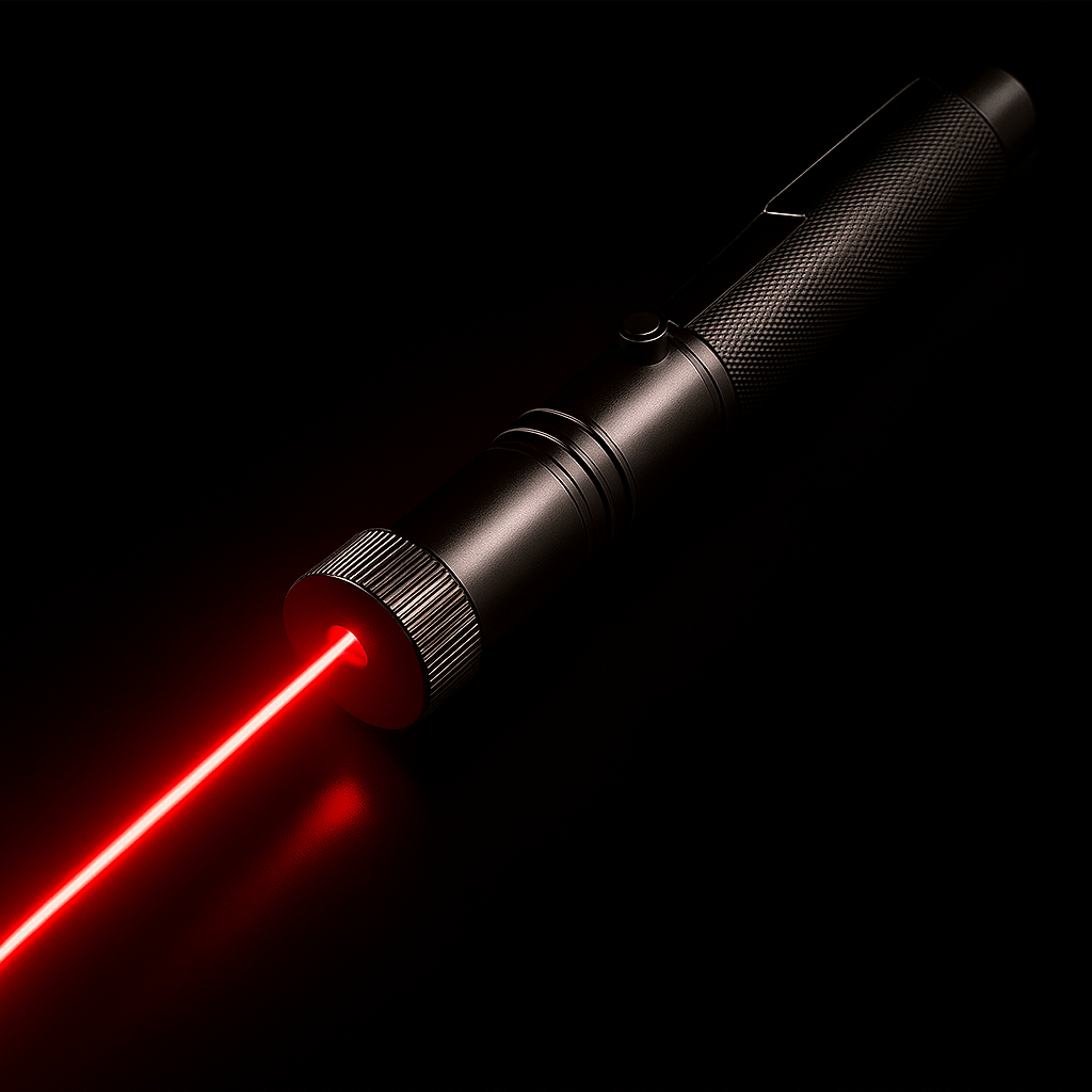 Powerful red laser pointer with safety lock, ideal presentation tool & stargazing gadget. Adjustable focus.