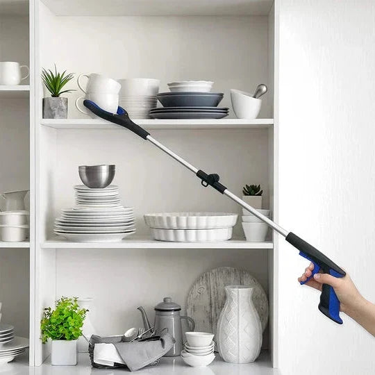 Ergonomic long reach grabber tool, an essential accessibility aid for seniors & mobility support.