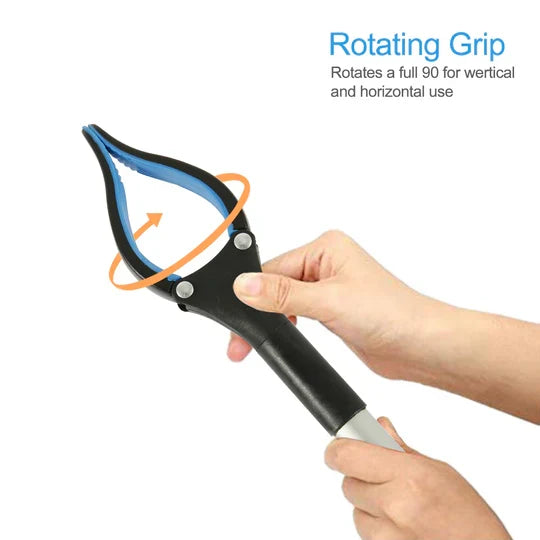 Extendable reacher tool for seniors & mobility impaired, assisting with hard-to-reach items safely.