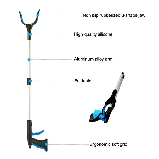 Securely grab items with this lightweight, rotating long reach grabber pick-up stick, easy to use.