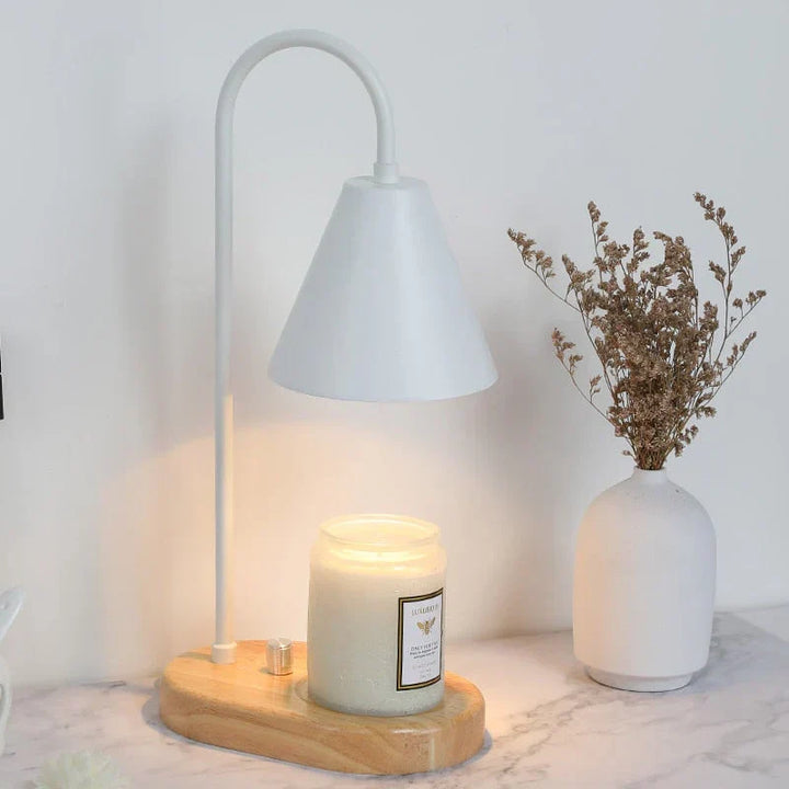 Flame-free LumiFlare candle warmer lamp, modern design, aroma diffuser, and elegant home decor light.