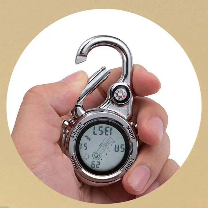 Durable luminous carabiner watch, multi-functional outdoor gear for backpack or belt