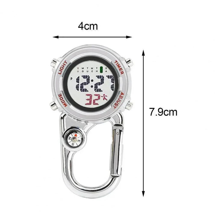 Clip-on luminous pocket watch with large numbers, essential outdoor & adventure gear