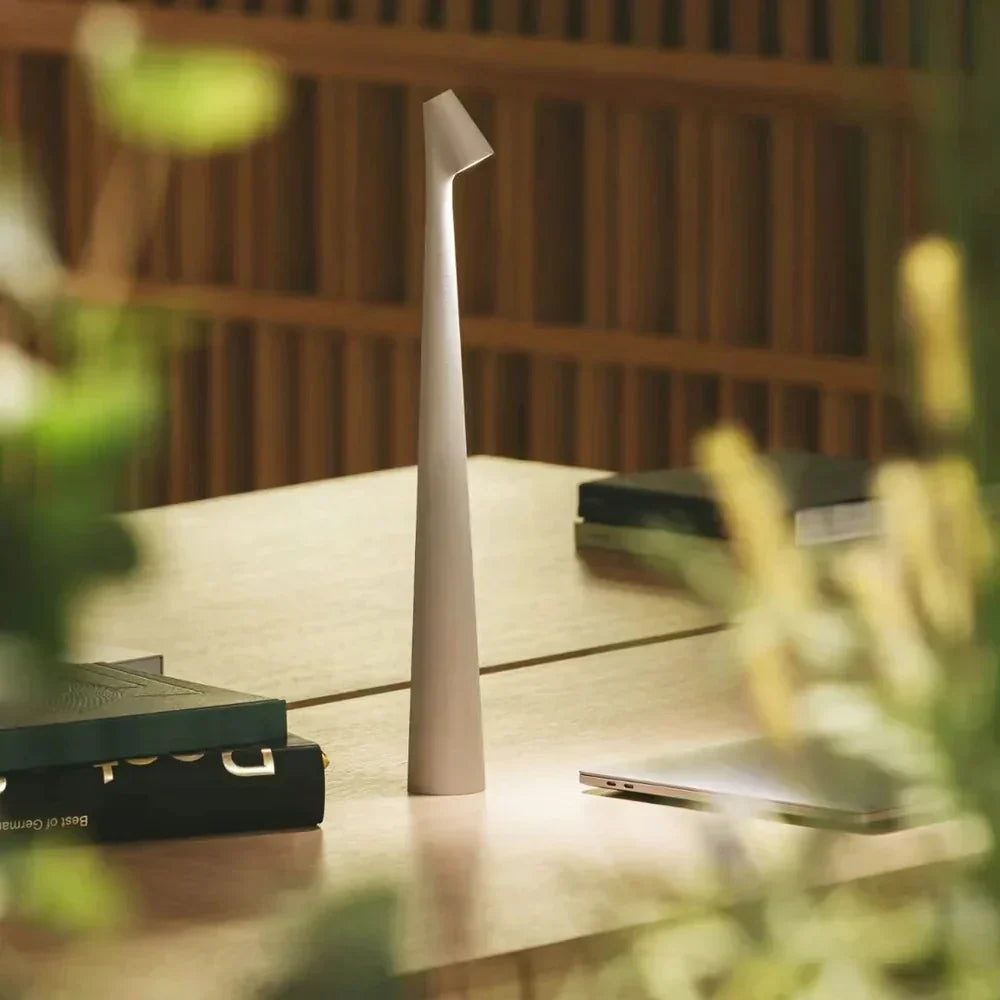 LunaLite rechargeable LED table lamp. Wireless portable design, perfect modern accent light for ambient home decor.