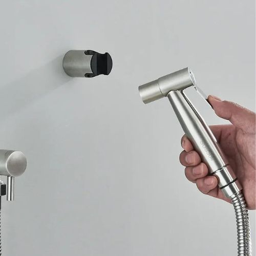 PureFlow bidet hand shower offers enhanced personal hygiene & cleansing, a modern toilet accessory.