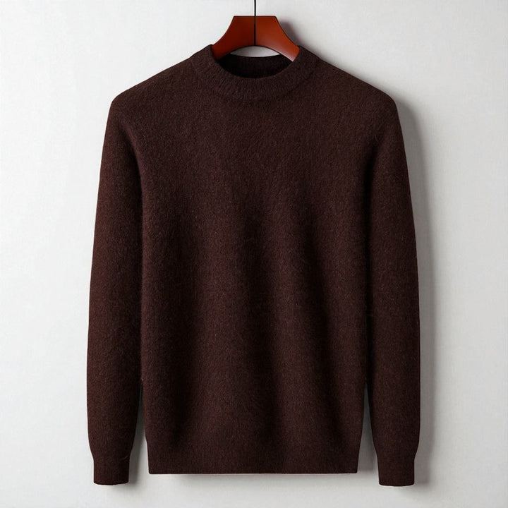 Pure men's Italian cashmere crewneck sweater. Luxurious, soft knit for ultimate comfort and elegant apparel.