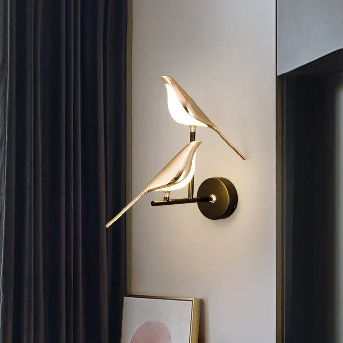 OrionGlow luxury modern wall lamp. Sleek gold finish LED light enhances stylish home interior design, living room & bedroom.