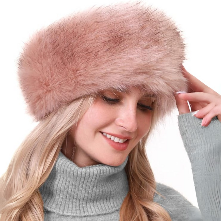 Cozy faux fur headband for women, essential for cold weather and winter fashion.