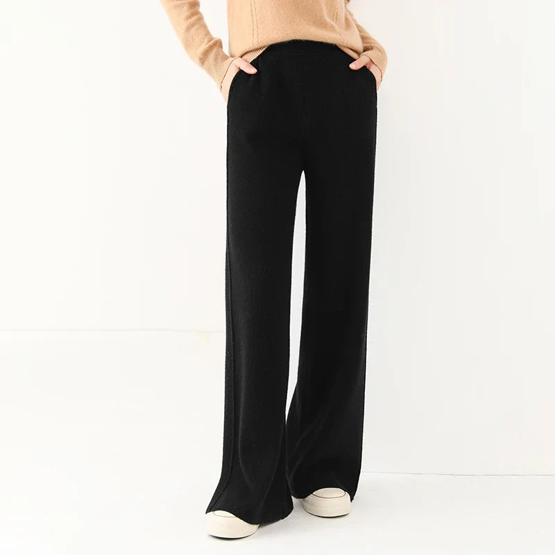 Brand new women's luxurious merino wool trousers, crisp and ready for comfortable fall/winter styling.