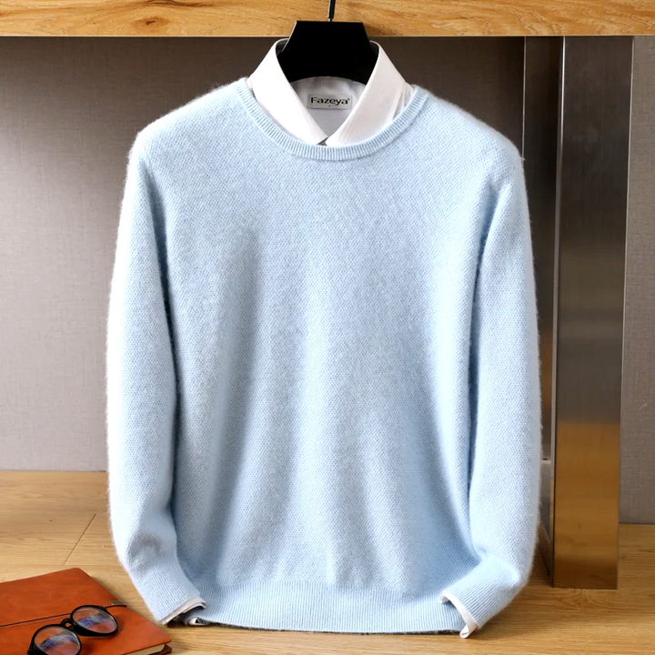 Cozy women's soft knit pullover sweater for warm winter wear. A luxurious and comfortable long-sleeve top.