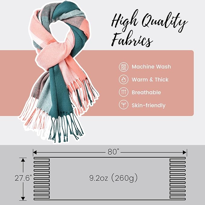 Luxury Cashmere Winter Wrap for Women. Soft & warm plaid design, a stylish cold weather accessory.