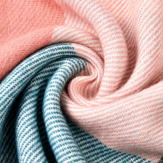 Elegant Women's Winter Cashmere Scarf. Soft, warm, luxurious checked accessory for cold weather.