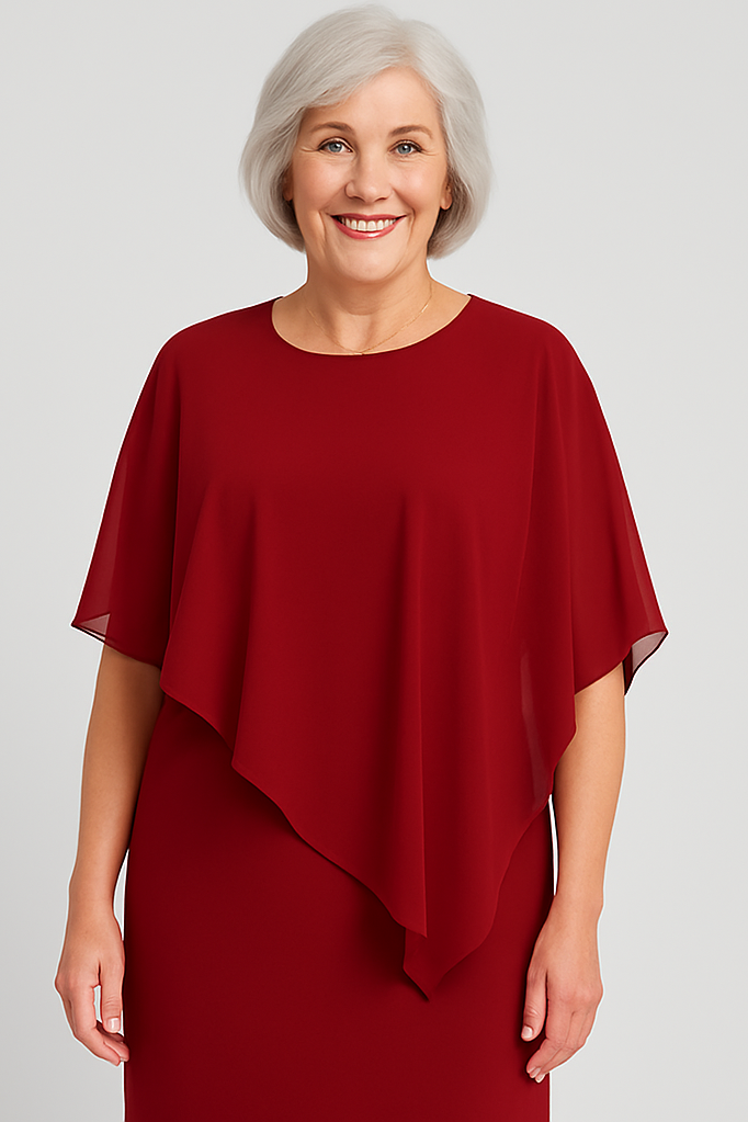 Detail shot of the graceful pleating on the Lydia women's formal midi dress, showcasing its elegant fabric flow.