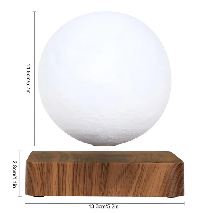 3D printed levitating moon LED lamp, a stunning floating night light for modern home decor ambiance.