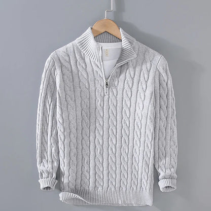 "Maglione di lana uomo blu scuro calda vestibilità pulita, ideale per look eleganti nei mesi freddi."