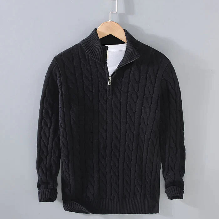 "Maglione di lana uomo blu scuro calda vestibilità pulita, ideale per look eleganti nei mesi freddi."