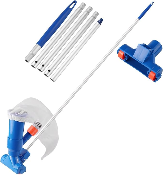 Efficient blue manual cordless pool vacuum for precise spot cleaning of pools & spas.