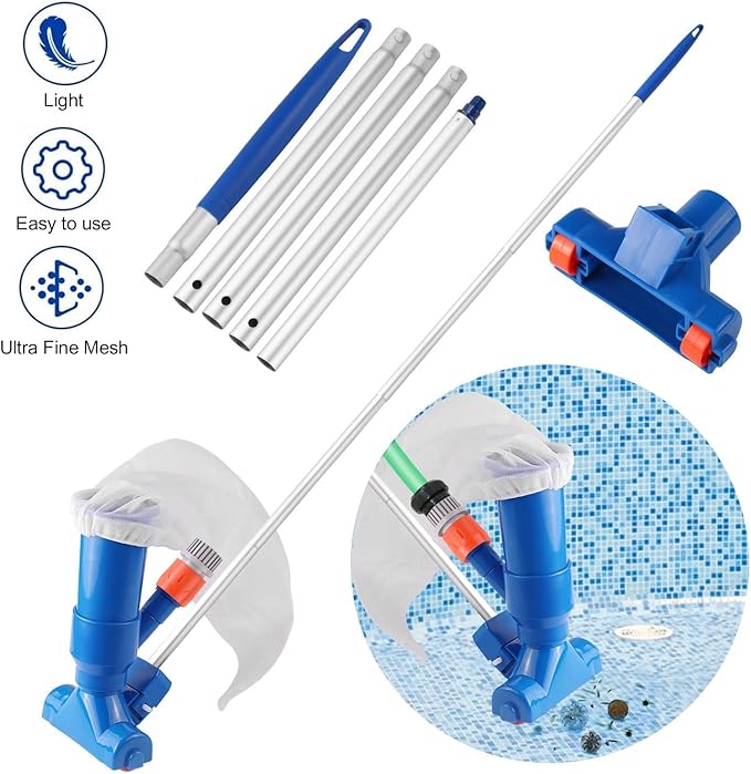 TIDYPOOL blue ABS plastic manual cordless pool vacuum for effective debris removal.