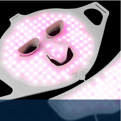 "Maschera LED unisex a 7 colori, copertura completa viso e collo, in silicone, per terapia pelle luminosa e giovanile."