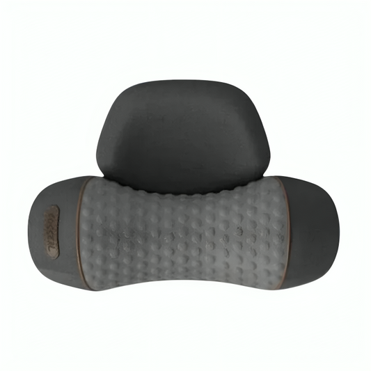 "Massaggiatore per collo ergonomico, memory foam blu e bianco per sollievo muscolare e relax quotidiano."