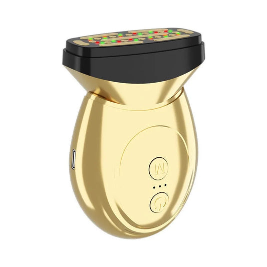 "Massaggiatore viso e collo unisex con luce rossa, design compatto, portatile, promuove pelle giovane ed elastica."