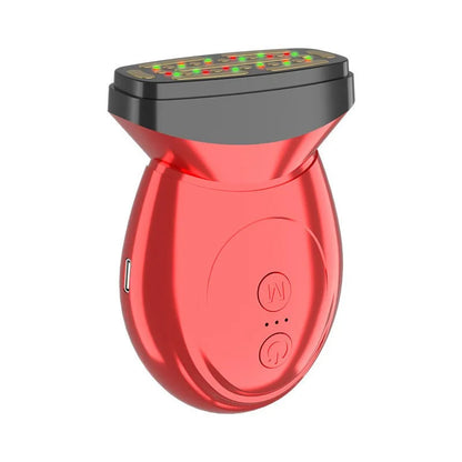 "Massaggiatore viso e collo unisex con luce rossa, design compatto, portatile, promuove pelle giovane ed elastica."