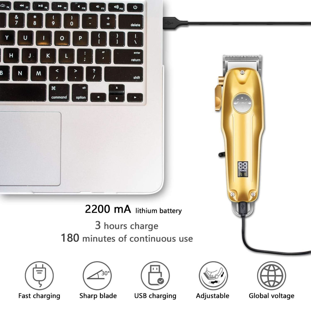Men's premium electric shaver and hair trimmer kit, designed for comprehensive grooming with precision blades.