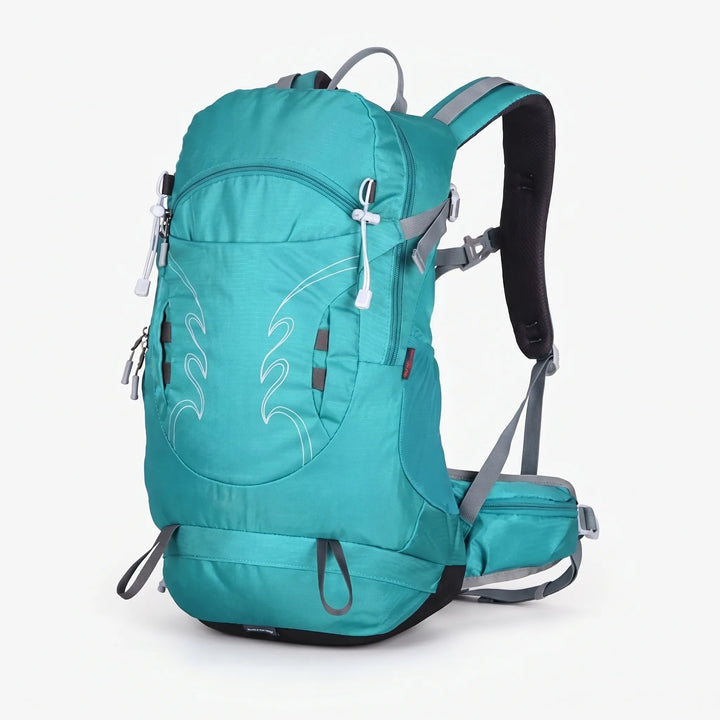 Men's outdoor adventure backpack, 30L, with comfortable ventilated back for hiking.