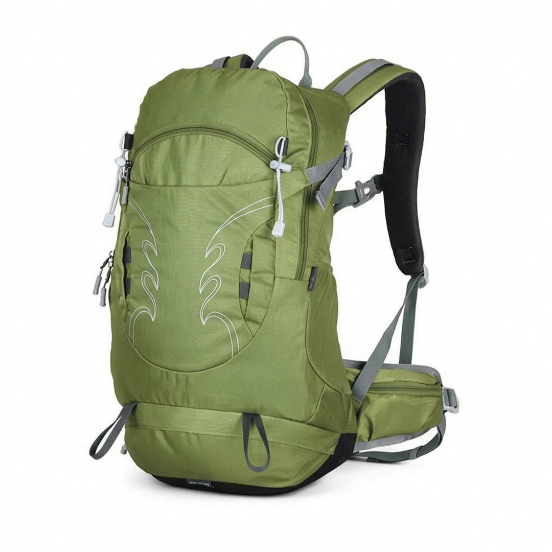 Essential 30L men's camping gear and trail pack with ventilated back for long hikes.