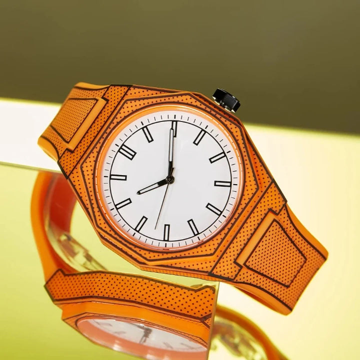 Unique men's 3D optical illusion quartz watch. Fashion statement with water-resistant silicone strap. Casual.