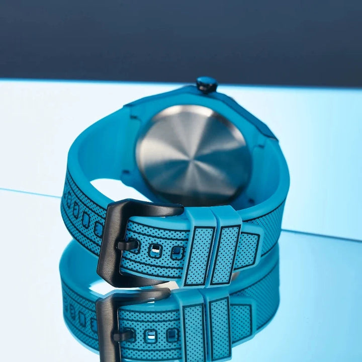 Men's unique 3D optical illusion watch, silicone strap. Stylish, water-resistant quartz timepiece, men's fashion.