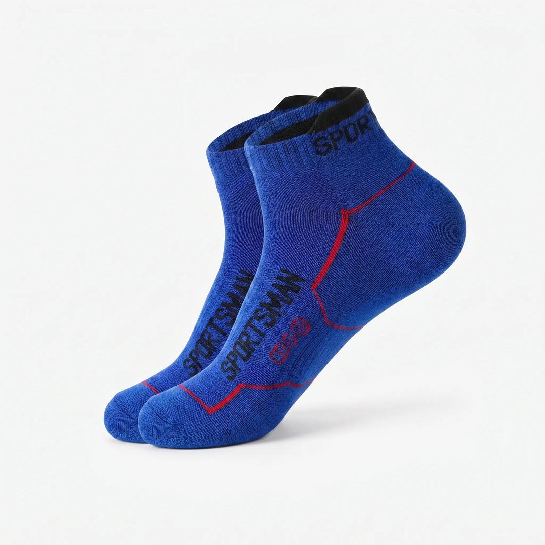 Gym socks for men, 6 pairs low-cut athletic ankle socks, breathable and cushioned for workouts.