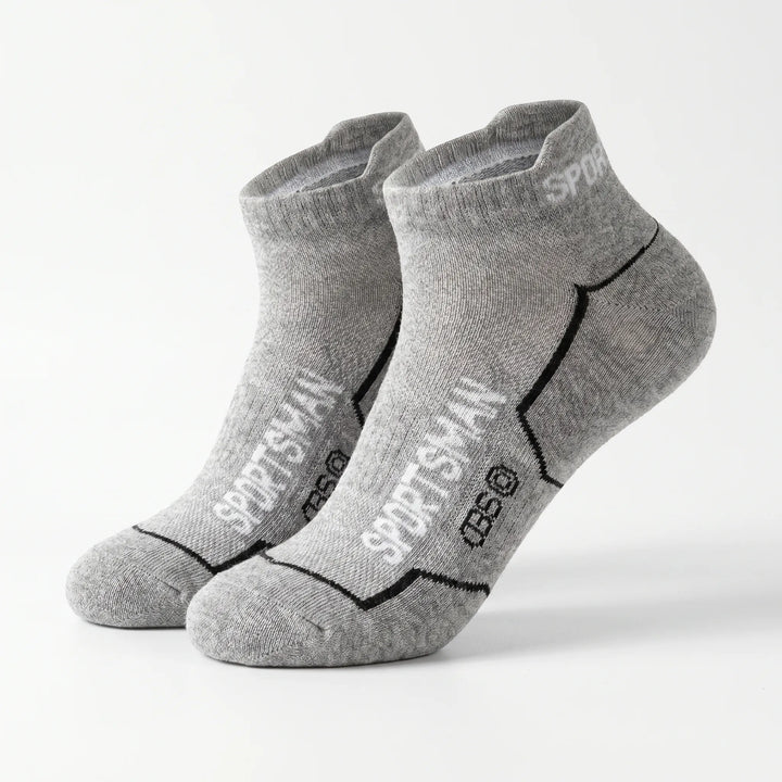 Men's 6-pack low-cut athletic ankle socks. Breathable sports socks for running & gym.