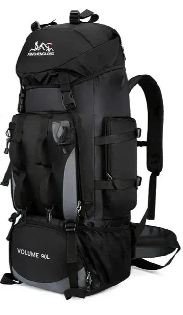 Men's 90L multi-day hiking backpack, perfect for trekking & camping. Large capacity, waterproof adventure gear rucksack.