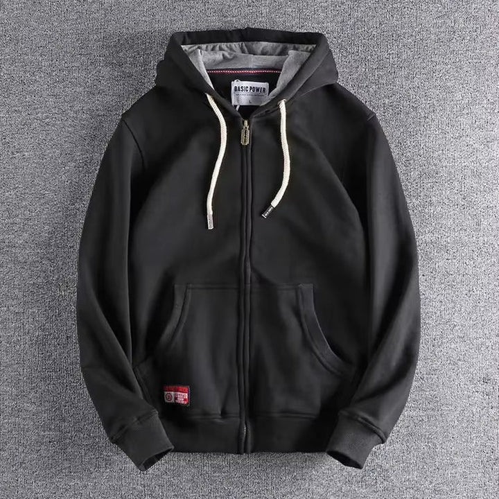 Durable men's Apex full-zip hoodie, a high-quality hooded sweatshirt for everyday comfort & warmth.