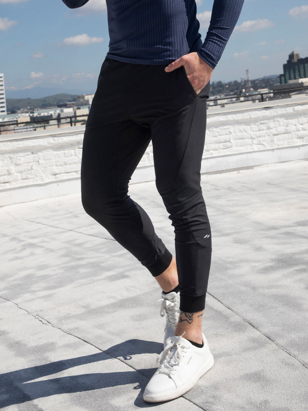 Stretch men's Arezzo joggers, lightweight & versatile travel wear for men.