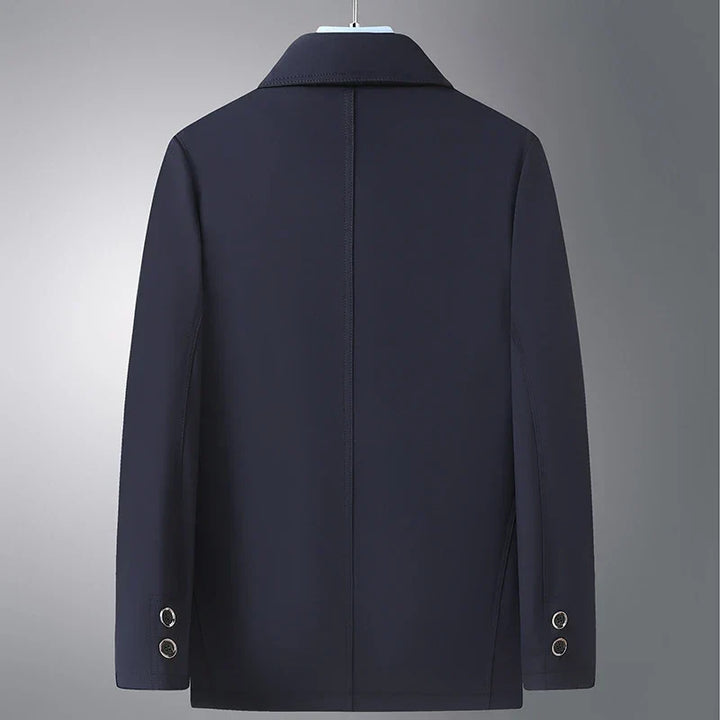 Red men's Arlan Ridge all-season jacket. Versatile, elegant comfort coat, ideal for business casual & daily wear.