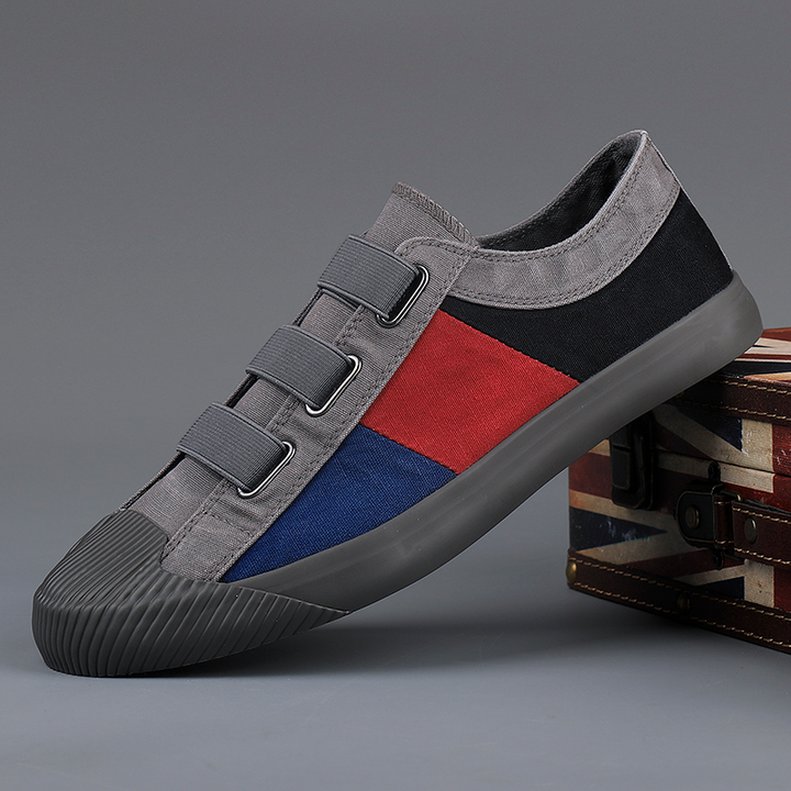 Men's fashion sneakers, impressionist design, featuring stretch lace for easy wear.