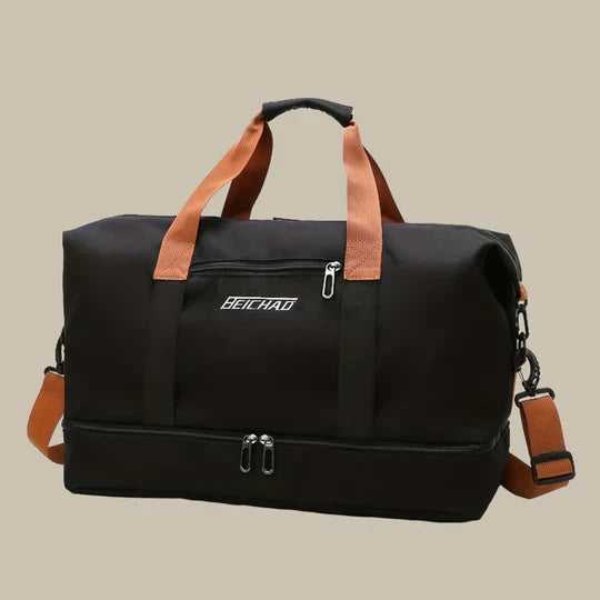 Men's workout gym bag with a dedicated shoe compartment & spacious design for sports gear & accessories.