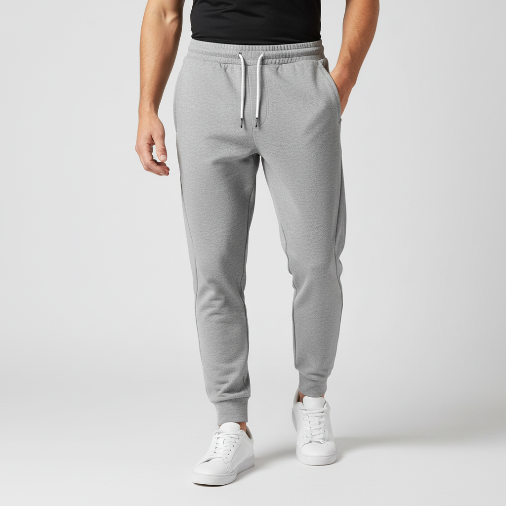 Stylish Terrence men's gray joggers, modern fit, elastic waist, combining comfort with contemporary style.
