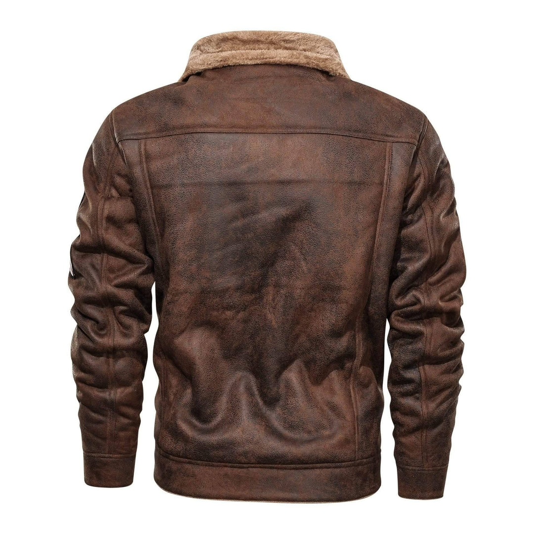 Stylish men's faux fur lined biker jacket, black, with a practical removable hood, perfect for cold weather