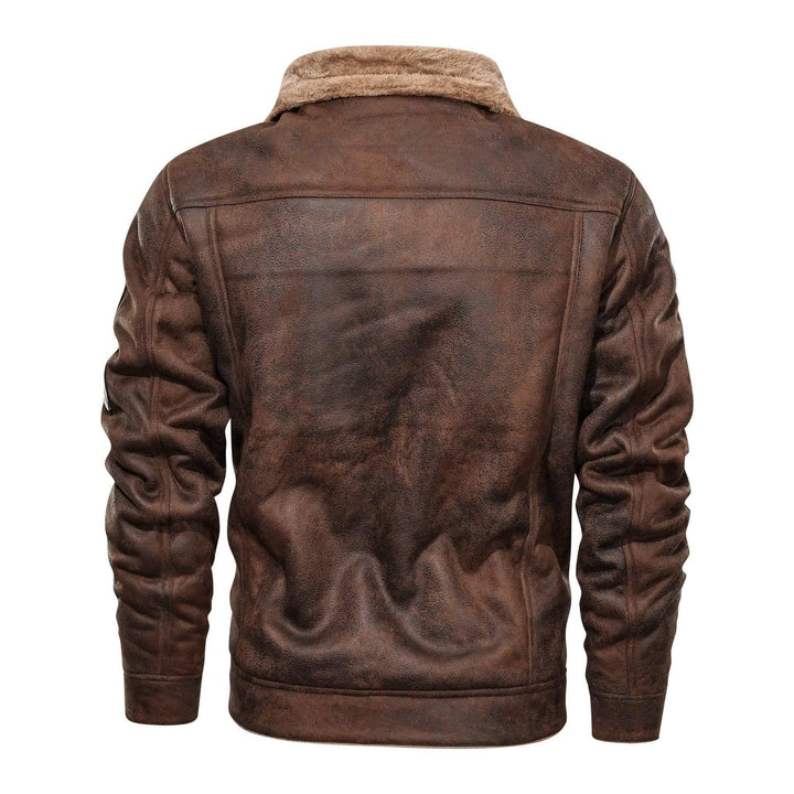 Stylish men's faux fur lined biker jacket, black, with a practical removable hood, perfect for cold weather