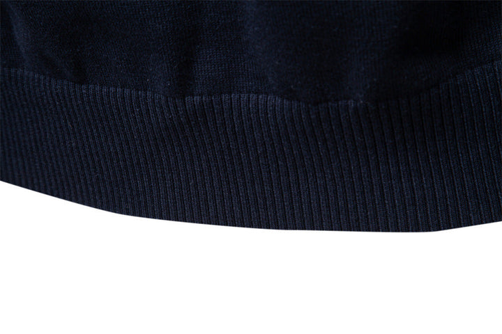 Casual apricot men's pullover, half-zip design with striped neckline, perfect for everyday layering.